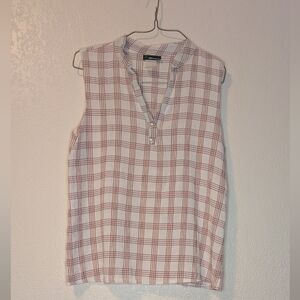 NY Invasion Red and White Plaid Sleeveless Blouse